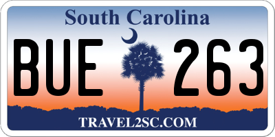 SC license plate BUE263