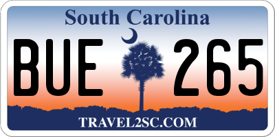 SC license plate BUE265