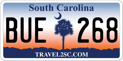 SC license plate BUE268