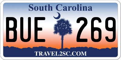 SC license plate BUE269
