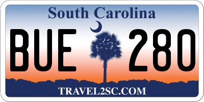 SC license plate BUE280