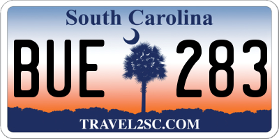 SC license plate BUE283