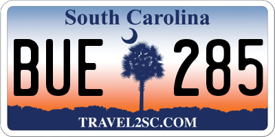 SC license plate BUE285