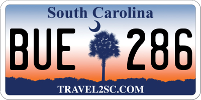 SC license plate BUE286