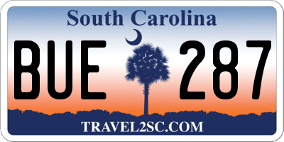 SC license plate BUE287