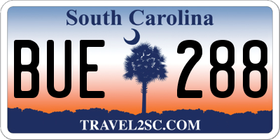 SC license plate BUE288