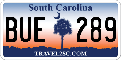 SC license plate BUE289