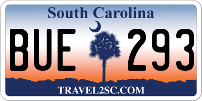 SC license plate BUE293