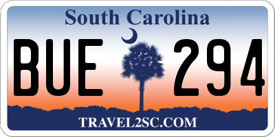 SC license plate BUE294