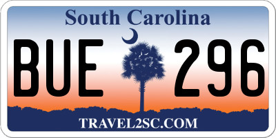 SC license plate BUE296
