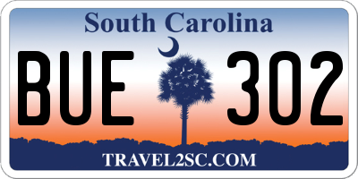 SC license plate BUE302