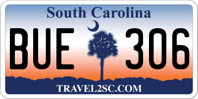SC license plate BUE306