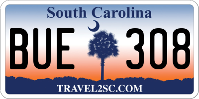 SC license plate BUE308