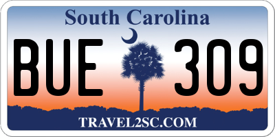 SC license plate BUE309