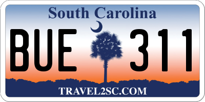 SC license plate BUE311