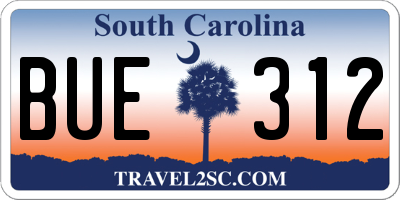 SC license plate BUE312