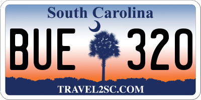 SC license plate BUE320