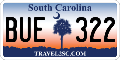 SC license plate BUE322