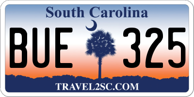 SC license plate BUE325