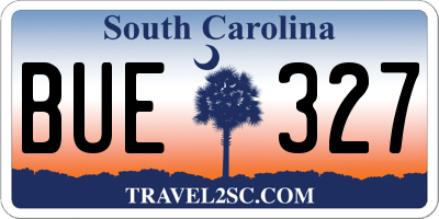 SC license plate BUE327