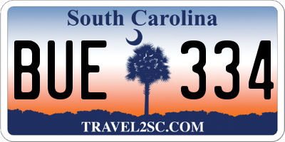 SC license plate BUE334