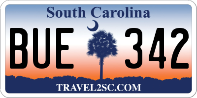 SC license plate BUE342