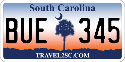 SC license plate BUE345