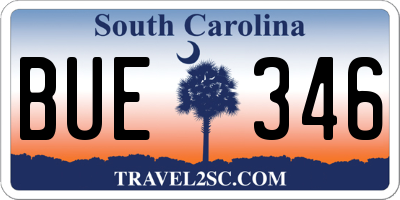 SC license plate BUE346