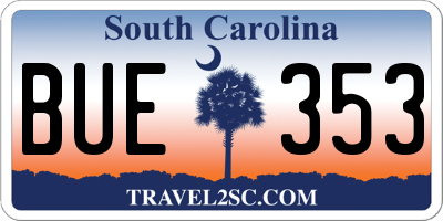 SC license plate BUE353