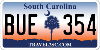 SC license plate BUE354