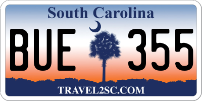 SC license plate BUE355