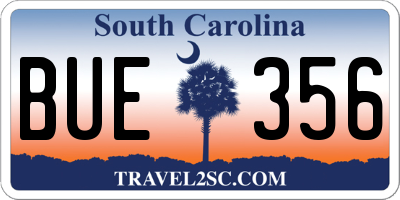 SC license plate BUE356