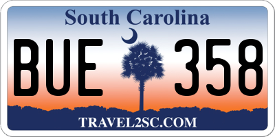 SC license plate BUE358