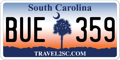 SC license plate BUE359
