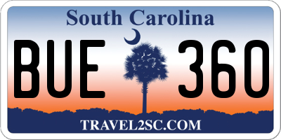 SC license plate BUE360