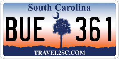 SC license plate BUE361