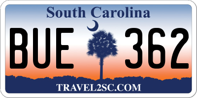 SC license plate BUE362