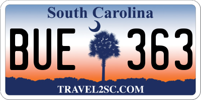 SC license plate BUE363