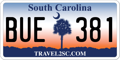 SC license plate BUE381