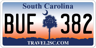 SC license plate BUE382