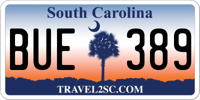 SC license plate BUE389
