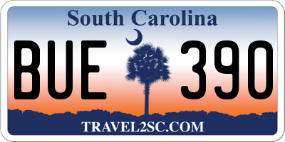 SC license plate BUE390