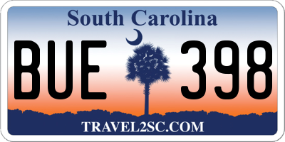 SC license plate BUE398