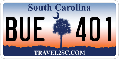 SC license plate BUE401