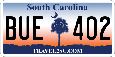 SC license plate BUE402