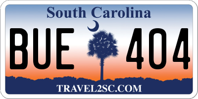 SC license plate BUE404