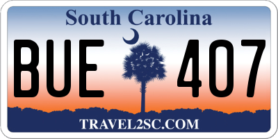 SC license plate BUE407