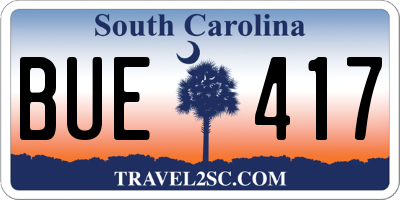 SC license plate BUE417