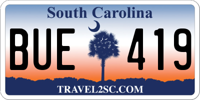 SC license plate BUE419