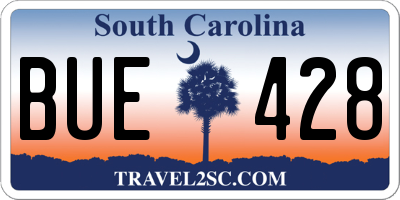 SC license plate BUE428